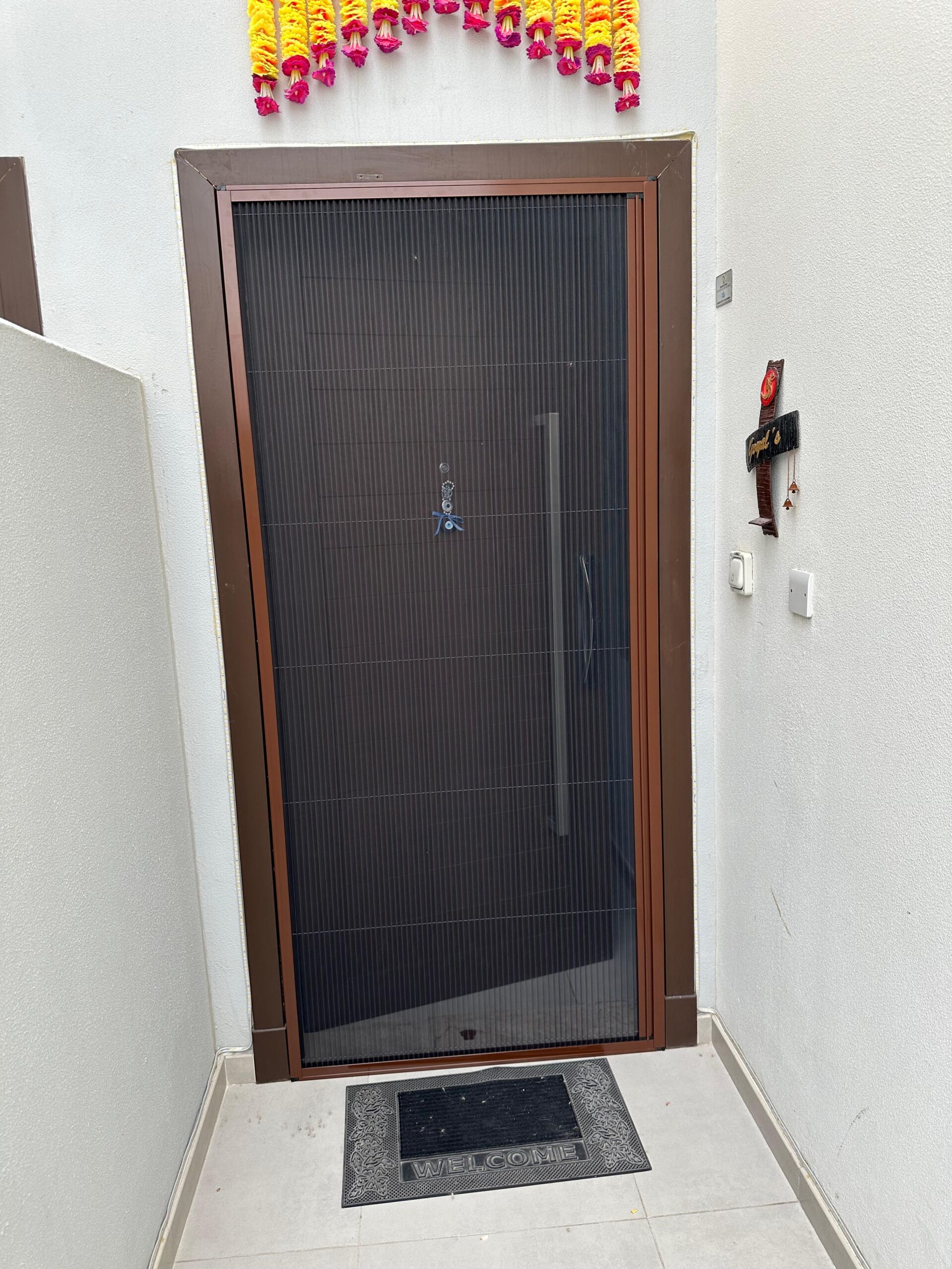 Close-up of a zipped mesh edge running in a side channel in Dubai